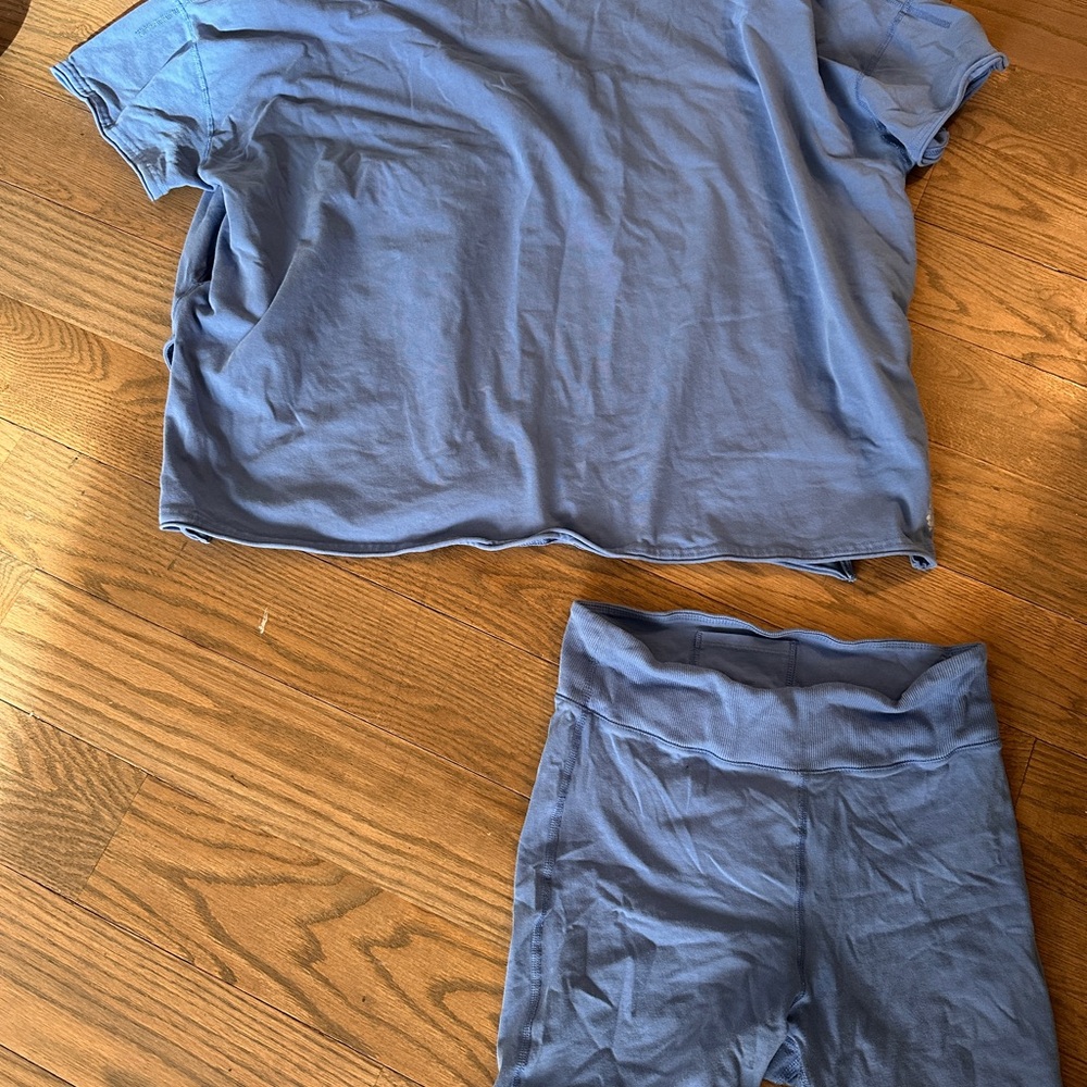 Free People Blue T-Shirt and Shorts Set